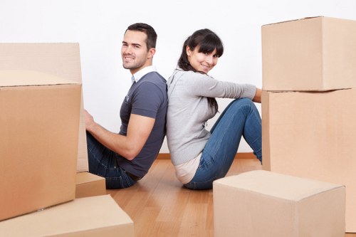Packed boxes ready for a flat removal in Uxbridge